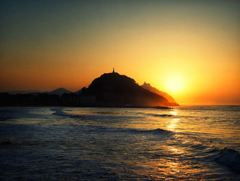 Scenic view of sea against sky during sunset