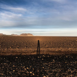 Man standing on desert against sky