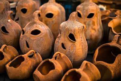 Traditional romanian handmade ceramics market at the potters fair from sibiu, romania