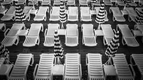 High angle view of chairs