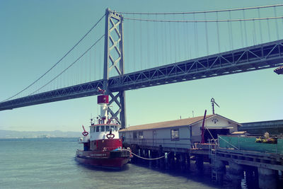 Suspension bridge over river