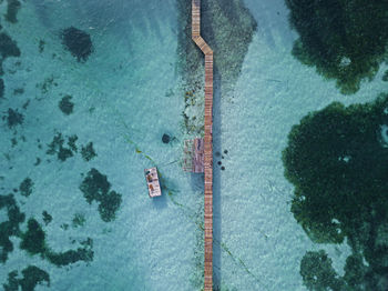 High angle view of swimming pool in sea