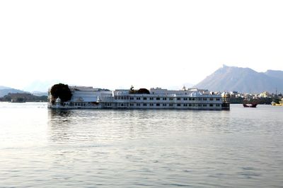 Scenic view of lake against clear sky