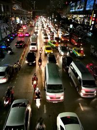 High angle view of traffic on city street