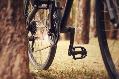 Bicycle parked on field