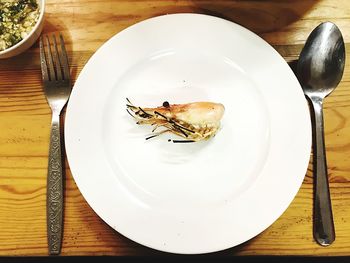 High angle view of food in plate on table