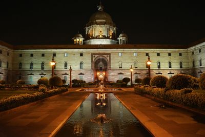 View of illuminated building at night