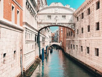 Canal passing through city buildings