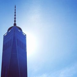 Low angle view of built structure against blue sky