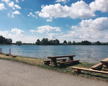 Scenic view of lake against sky