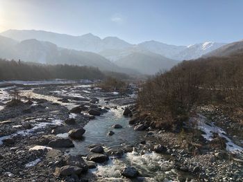 Scenic view of mountains against sky