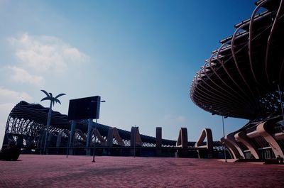 Low angle view of building against blue sky