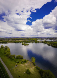 Lake with cloudy skies