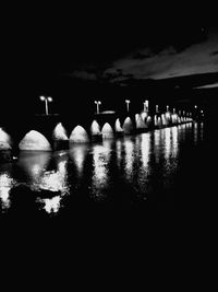 Reflection of illuminated lights in water at night