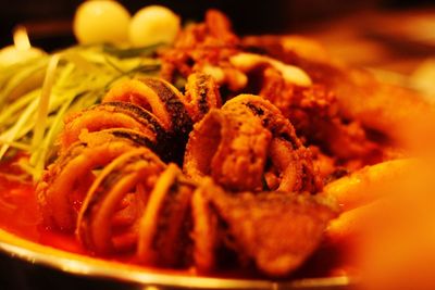 Close-up of served food in plate