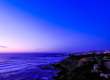 Scenic view of sea against sky at sunset