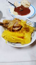 Close-up of dessert in plate on table