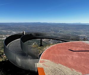 Bridge over river against clear blue sky