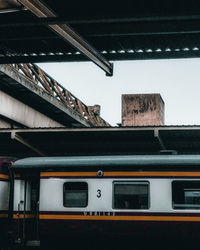 Low angle view of train at railroad station