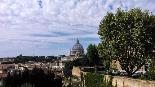 Panoramic view of temple against cloudy sky