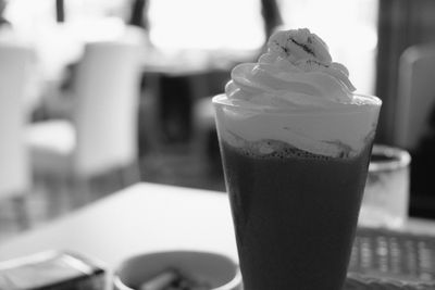 Close-up of ice cream on table