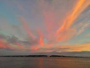 Scenic view of sea against sky at sunset