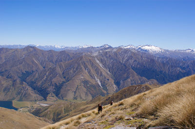 Scenic view of mountains against clear sky