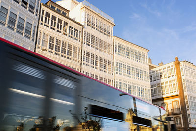 A coruna city with typical window buildings , galicia , spain