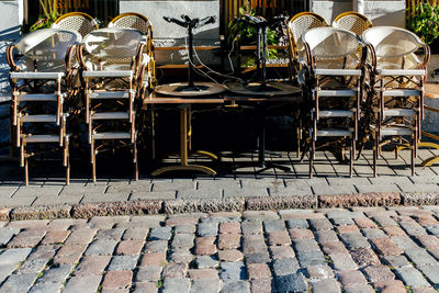 Stack of empty chairs