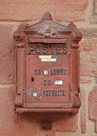 Close-up of mailbox