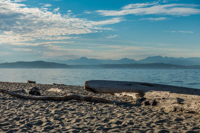 Scenic view of beach against sky