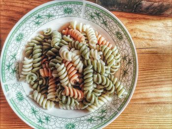 High angle view of breakfast in bowl on table