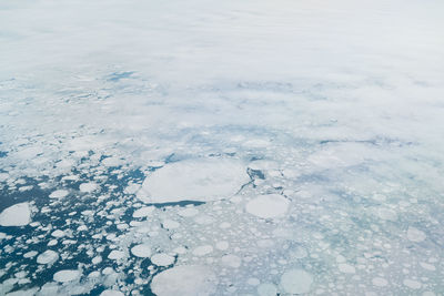 High angle view of frozen sea