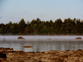 Scenic view of lake against sky