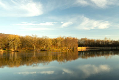 Scenic view of lake against sky