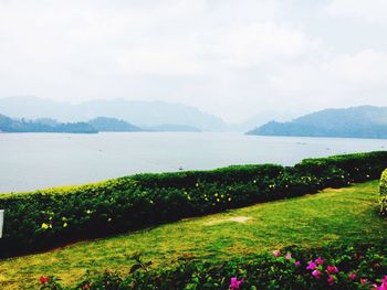 Scenic view of lake and mountains