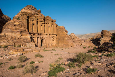 View of old ruins against clear sky