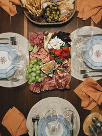 High angle view of food on table