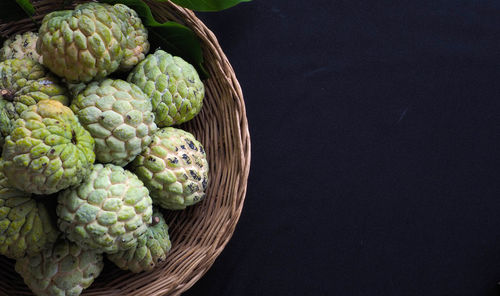 High angle view of fruits in basket