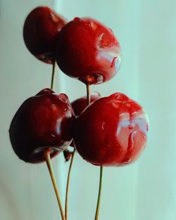 Close-up of strawberry against white background
