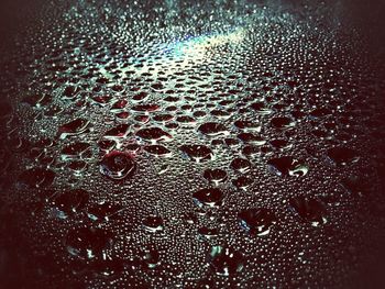 Close-up of water drops on glass