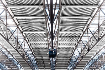Low angle view of railroad station ceiling
