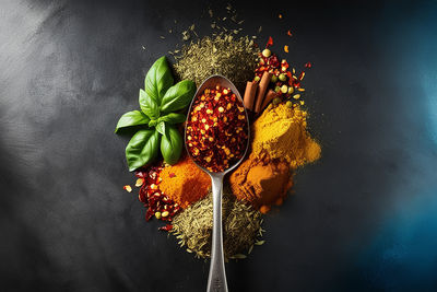 High angle view of food on table