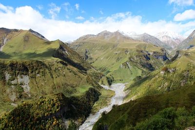 Scenic view of caucasus mountains