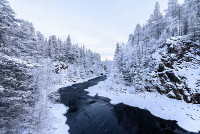 Scenic view of snow covered mountains against sky