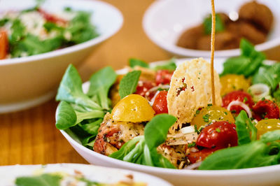 Close-up of salad served in bowl