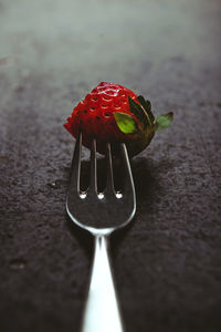 Close-up of strawberry on table