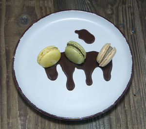 High angle view of food in plate on table