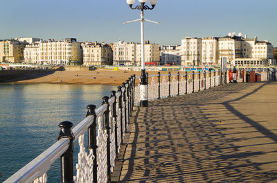 View of city buildings by river
