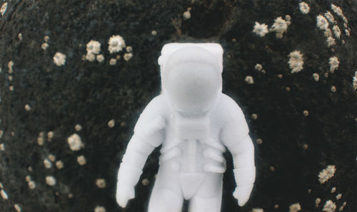 High angle view of white sculpture